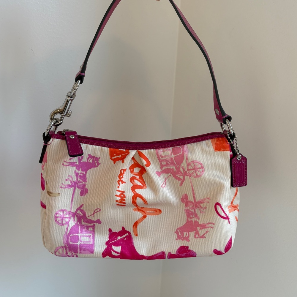 COACH Vintage Y2K Signature pink horses and carriage mini soho bag